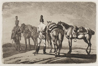 KG 01436
<br/>
Huzaar en dragonder met paarden
<br/>
<em>Klein, Johann Adam (1792-1875)</em>